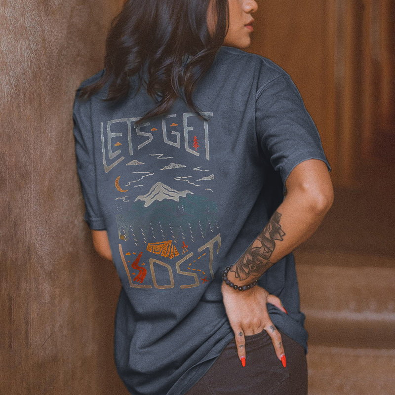LET'S GET LOST PRINTED NATURAL LANDSCAPE T-SHIRT